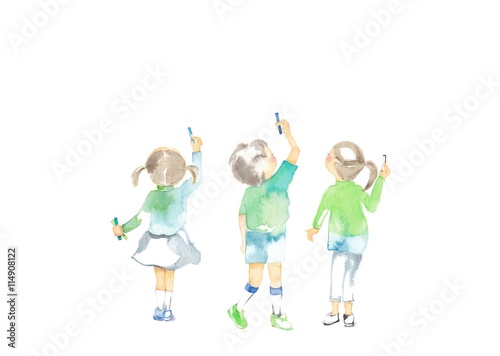 チョークと子ども3人
