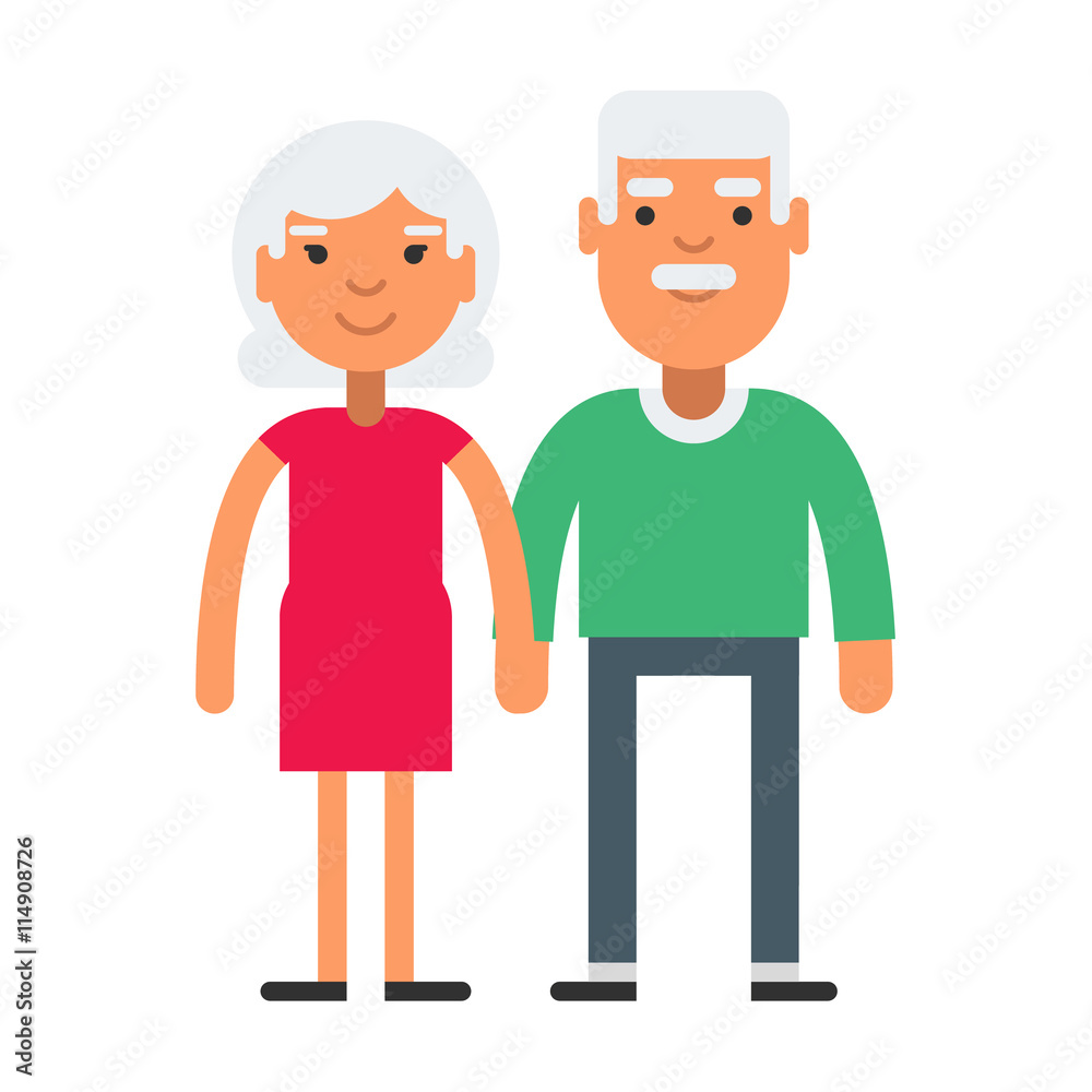 Elderly cute couple with gray hair