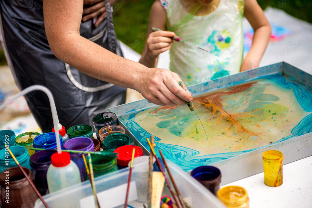 Obraz premium Ebru art on the water