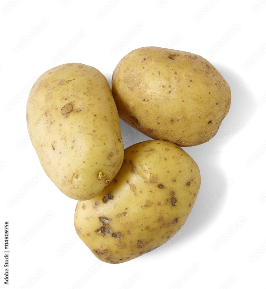 Raw potatoes isolated on a white background Raw potatoes isolated on a white background