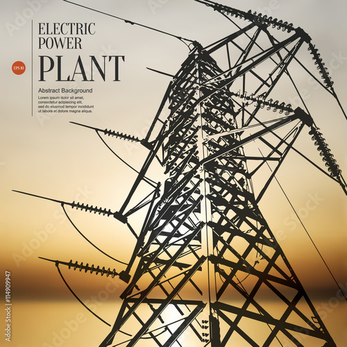 Abstract sketch stylized background. Electric power plant