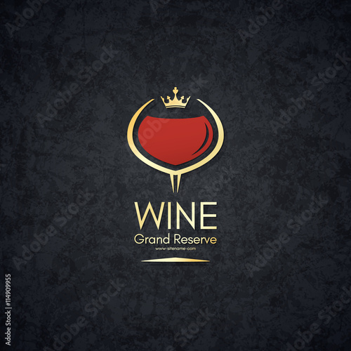 Vintage logotype for winery, vineyard, wine shop, wine list. Food and drinks logotype symbol design. Crumpled vintage paper background