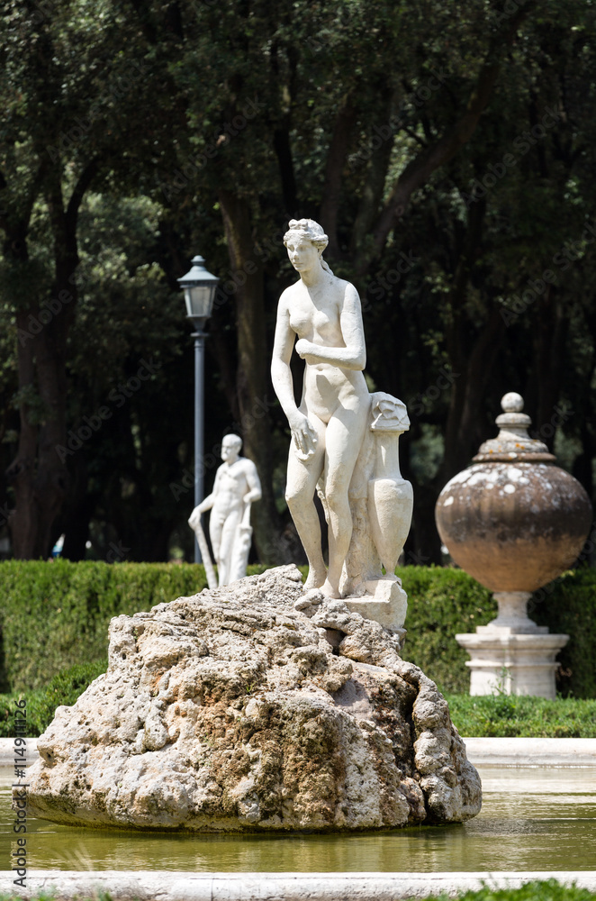 Marble statues in Villa Borghese, public park in Rome. Italy Italy Marble statues in Villa Borghese, public park in Rome. Italy Italy