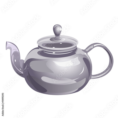 Glass teapot. Hand drawn vector illustration, isolated on white background.