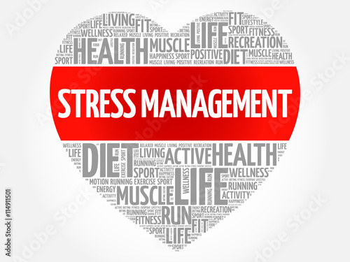 Stress Management heart word cloud, fitness, sport, health concept