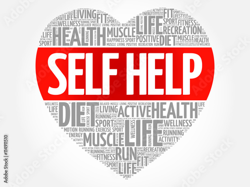 Self Help heart word cloud, fitness, sport, health concept