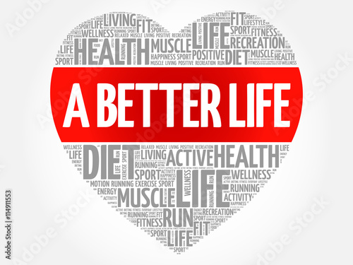 A Better Life heart word cloud, fitness, sport, health concept