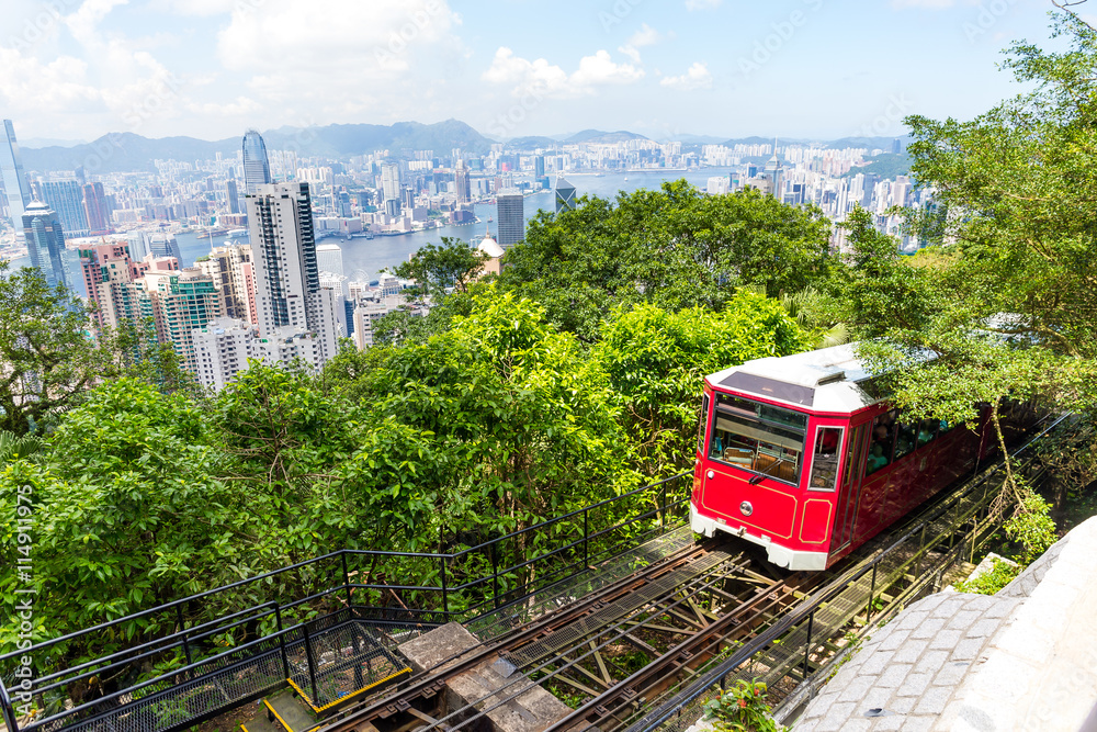 Obraz premium Hong Kong Peak Tram With City View
