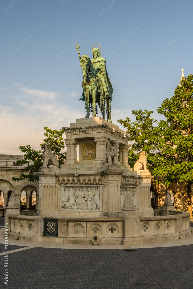 Statue of Saint Stephen I - the first king of Hungary in Budapest Hungary