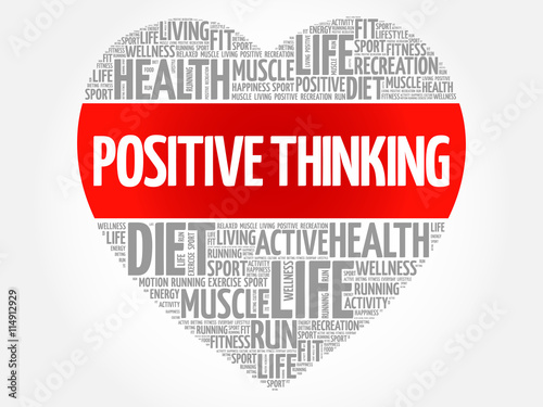 Positive thinking heart word cloud, fitness, sport, health concept