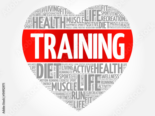 Trainer heart word cloud, fitness, sport, health concept