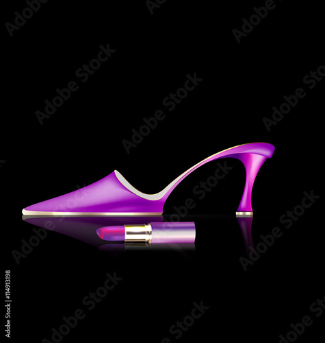 violet shoe and lipstick