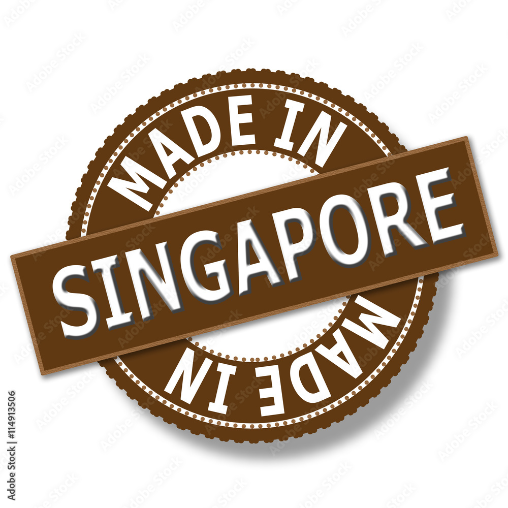 Fototapeta premium Made in Singapore brown round vintage stamp