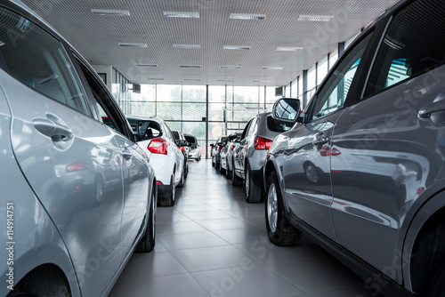 New cars at dealer showroom © greentellect