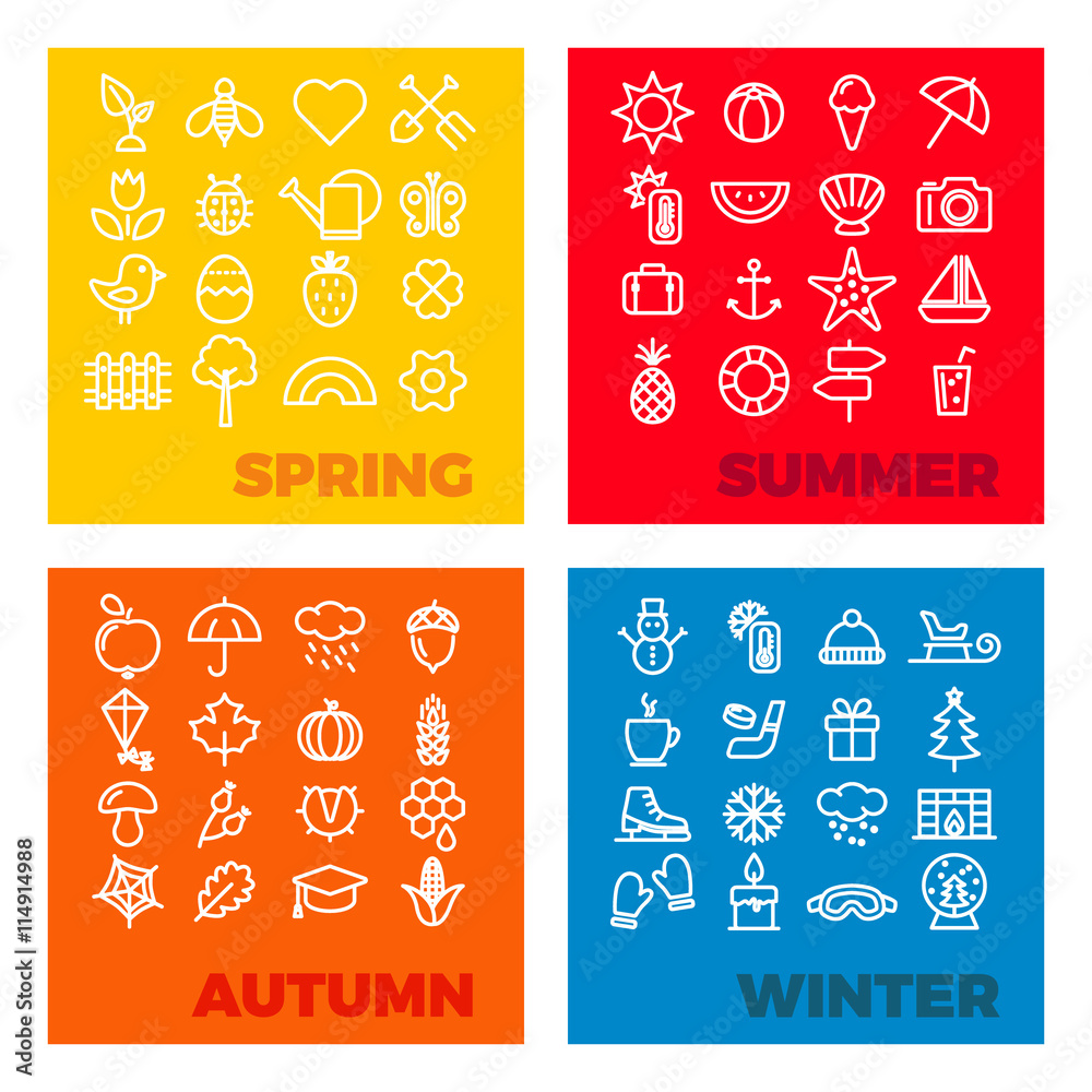 season icons - spring, summer, autumn, winter