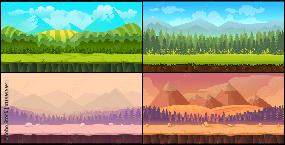 Game backgrounds Vector seamless set Stock Vector | Adobe Stock