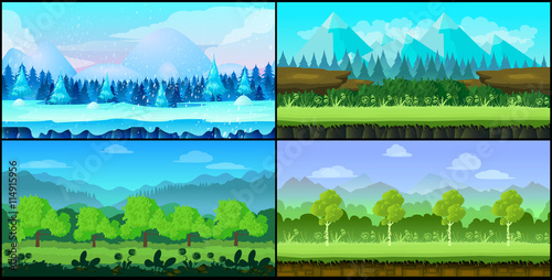 Game background Vector seamless set