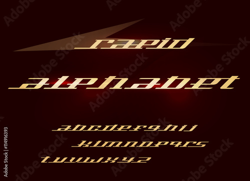 Fast speed rapid alphabet letters. Font style, vector design template elements