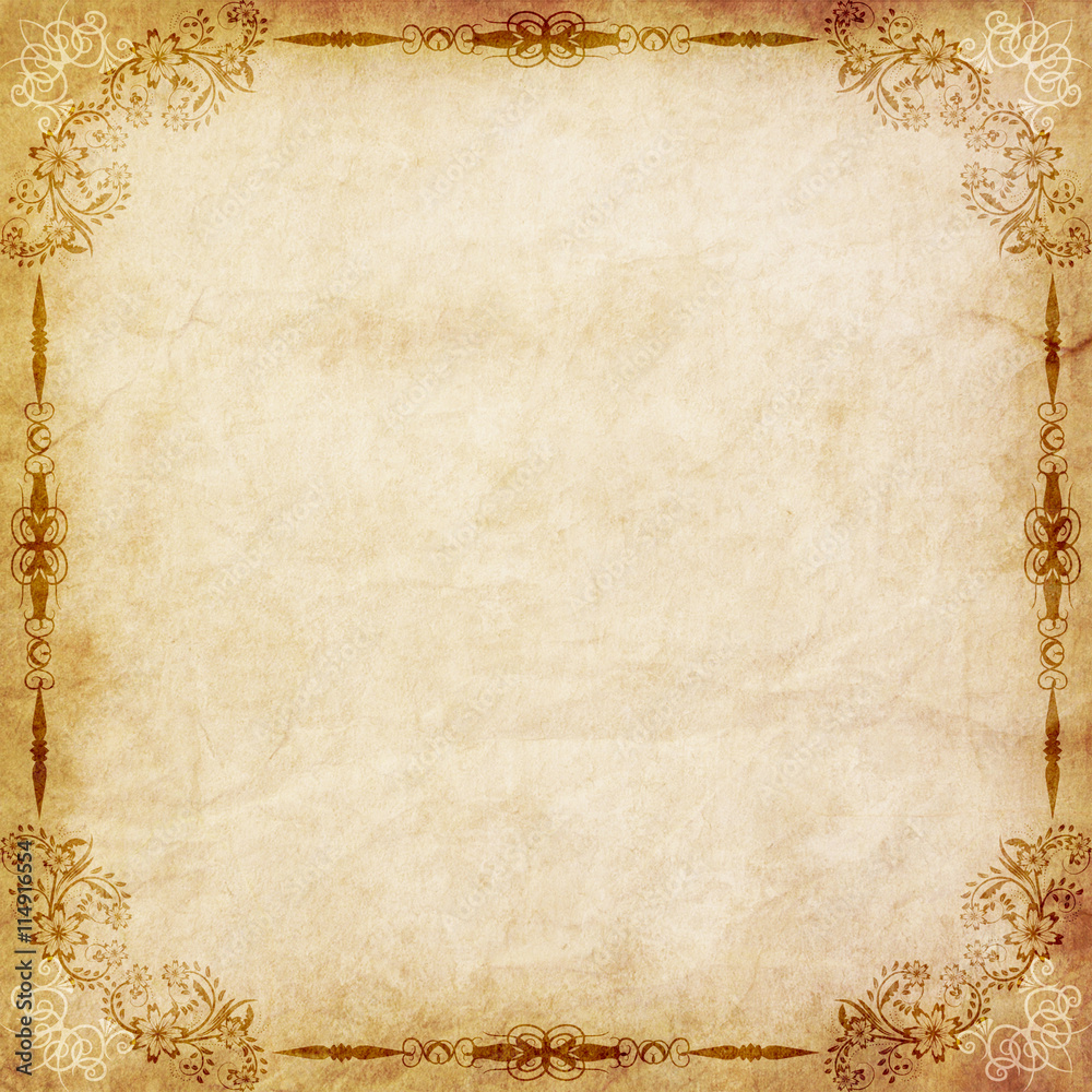 Old paper with floral frame Old paper with floral frame