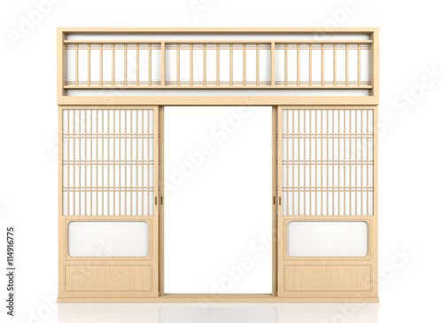 Εκτύπωση καμβά Wooden traditional Japanese Shoji door isolated on white background