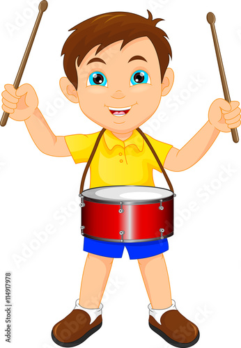 Boy marching with a drum 