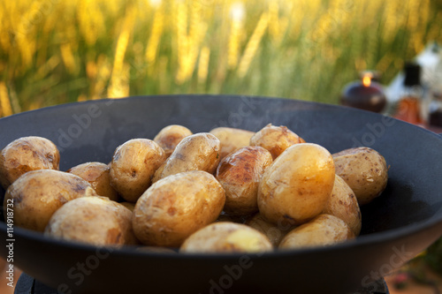 Searing potaoes in cast iron pan