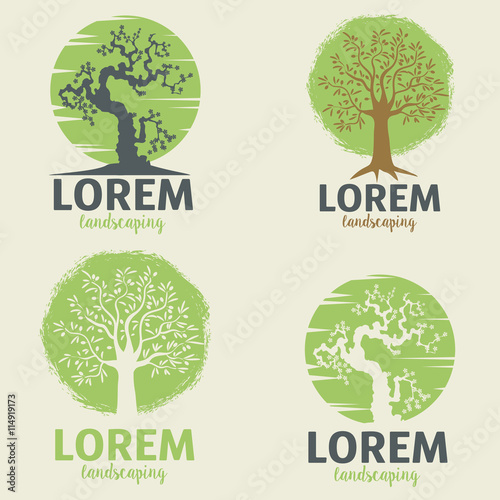 landscaping logo templates. Eco lifestyle sign template.