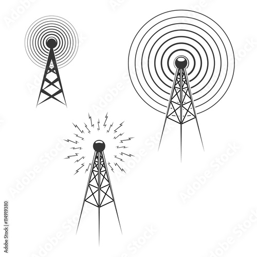 Set of Radio tower icons.