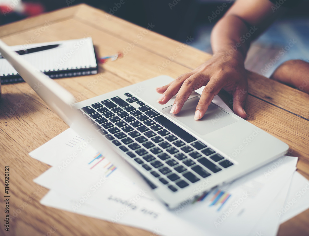 Woman hands working on laptop. Woman hands working on laptop.