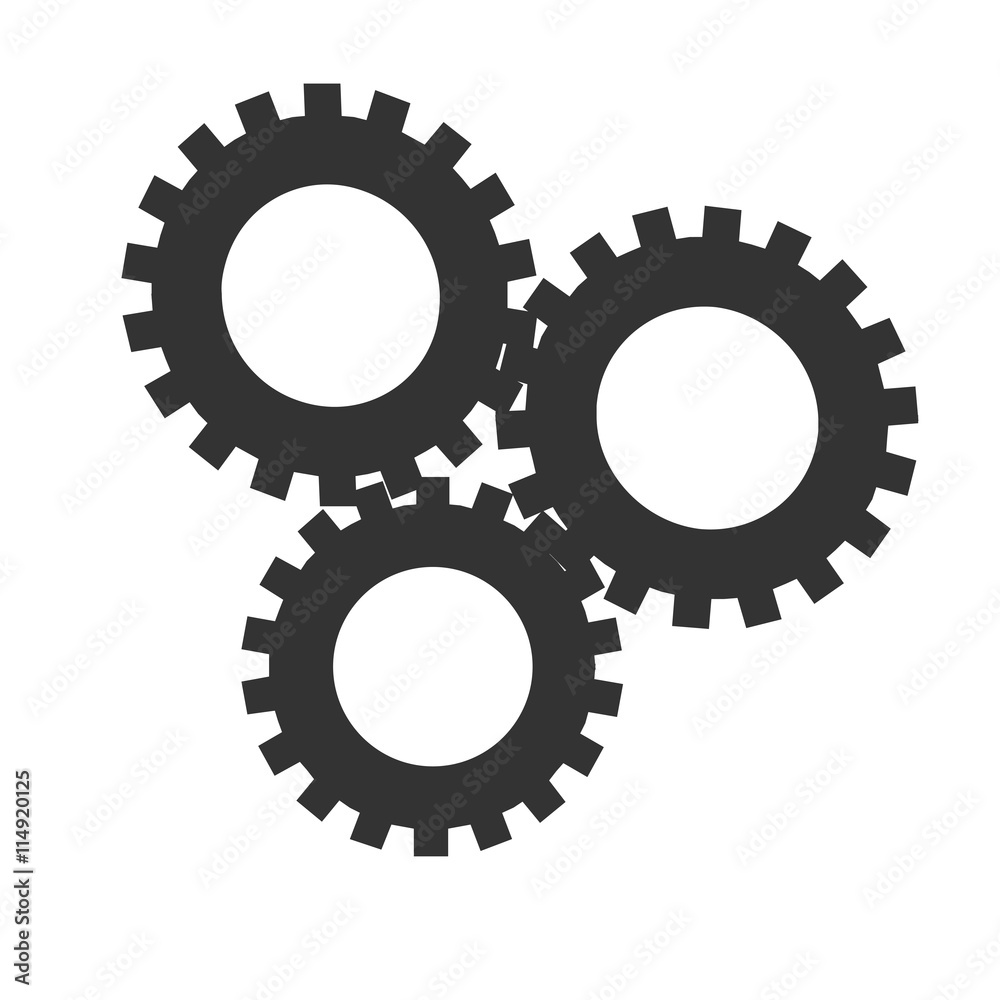 Three simple gears. Gears logo. Mechanical gears. Gear symbols. Stock  Vector