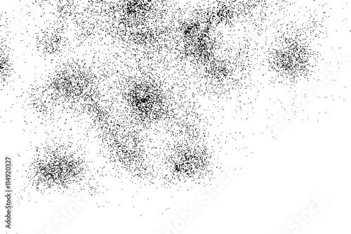 Silhouette of food flakes such as salt or almond or wheat flour spread on the flat surface or table. Top view of dust, sand blow or bread crumbs. Abstract grainy texture isolated on white background.