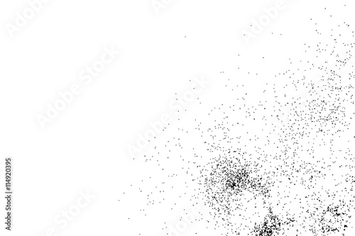 Silhouette of food flakes such as salt or almond or wheat flour spread on the flat surface or table. Top view of dust, sand blow or bread crumbs. Abstract grainy texture isolated on white background.