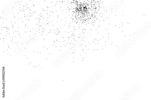 Abstract grainy texture isolated on white background. Silhouette of food flakes such as salt or almond or wheat flour spread on the flat surface or table. Top view. Dust, sand blow or bread crumbs.