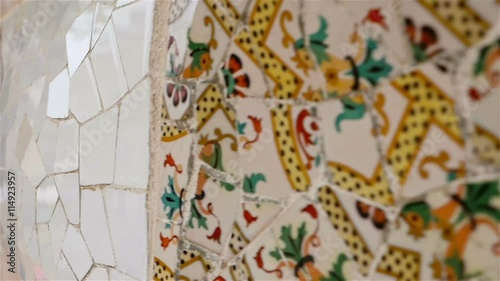 Detailed view of the houses in Antoni Gaudi's Park Guell, Barcelona, Spain