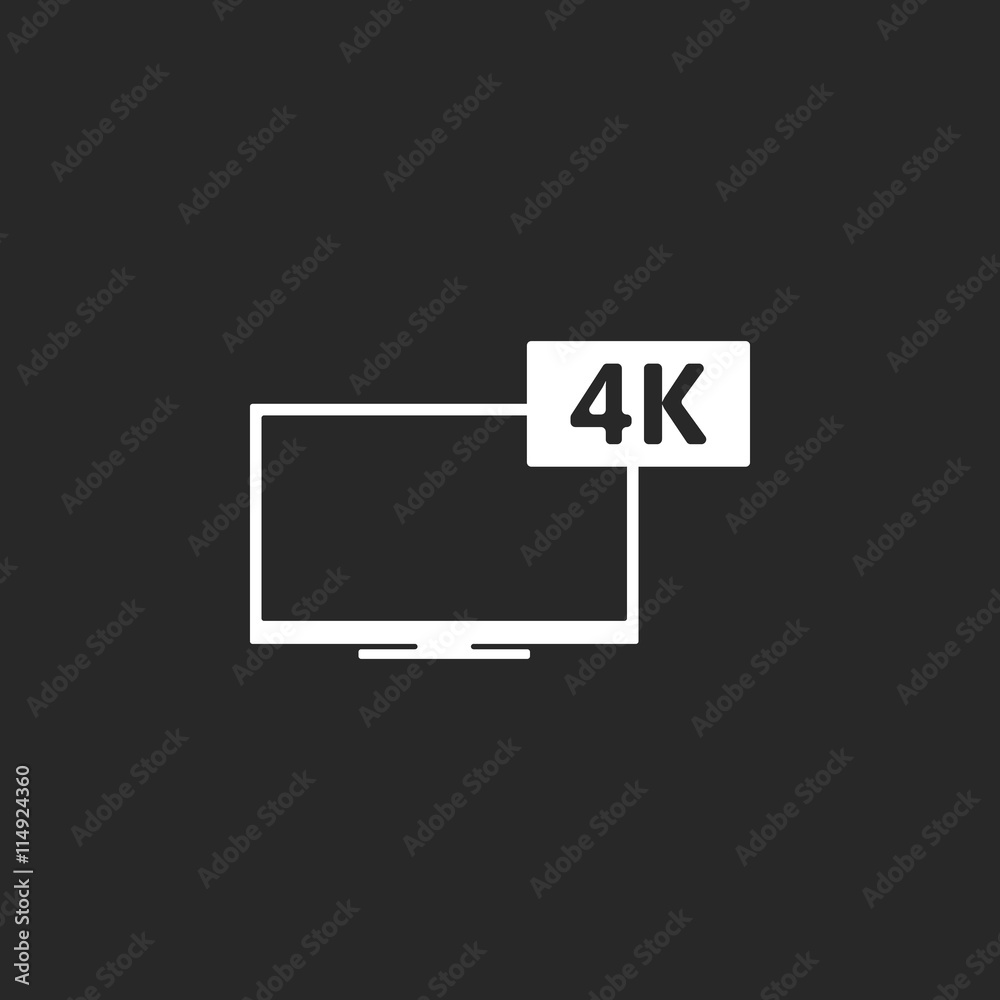 4K screen resolution smart TV simple icon on background