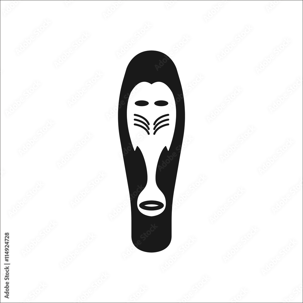 The African mask simple icon on background The African mask simple icon on background