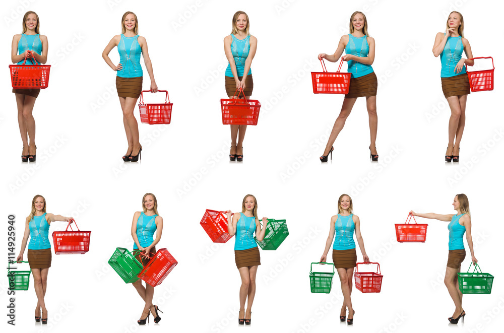 Composite photo of woman with shopping basket Composite photo of woman with shopping basket