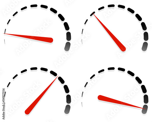 Dial, meter templates with red need and units set at 4 stages, l