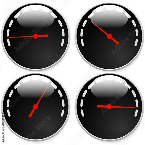 Dial, meter templates with red need and units set at 4 stages, l