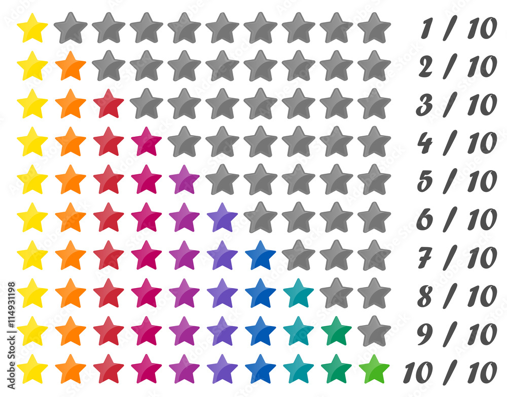 10er Sterne Bewertung Bunt / Farbig 10er Sterne Bewertung Bunt / Farbig