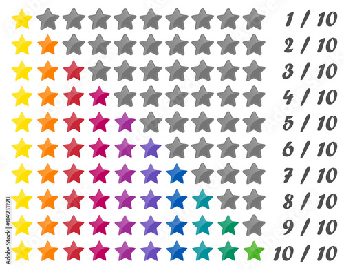 10er Sterne Bewertung Bunt / Farbig