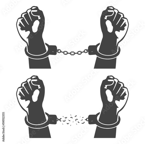Human hands in handcuffs