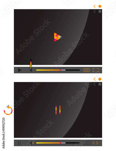 Interface Set for video player. The form and the buttons for the video player.