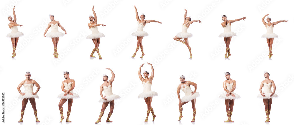 Man in ballet tutu isolated on white Man in ballet tutu isolated on white