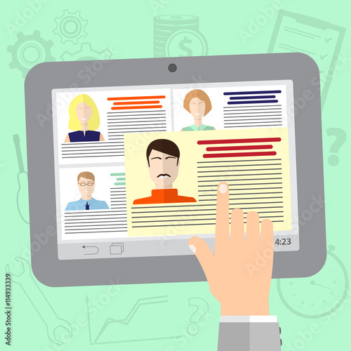 Job interview icon design. Recruiting agency, flat design.