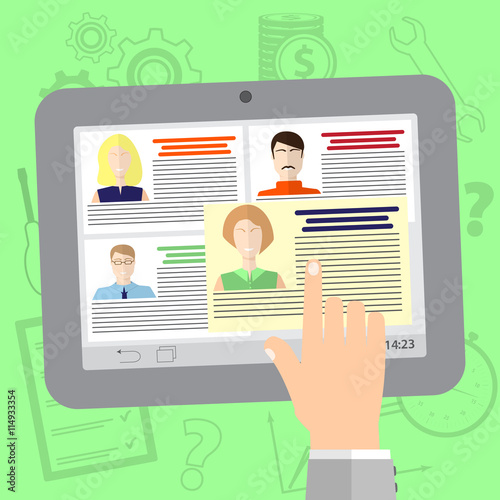 Job interview icon design. Recruiting agency, flat design.