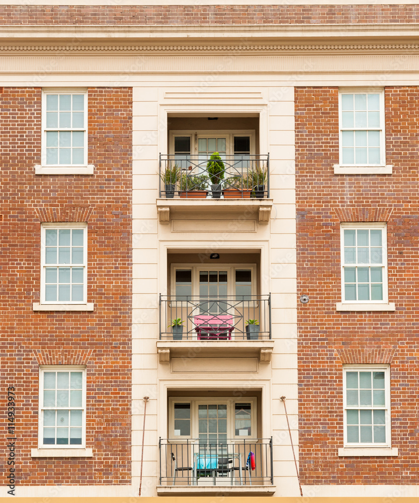 Fototapeta premium Red brick apartment symmetry.