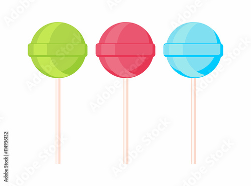 Set of lollipop candis on sticks. Sweets illustration isolated on white background