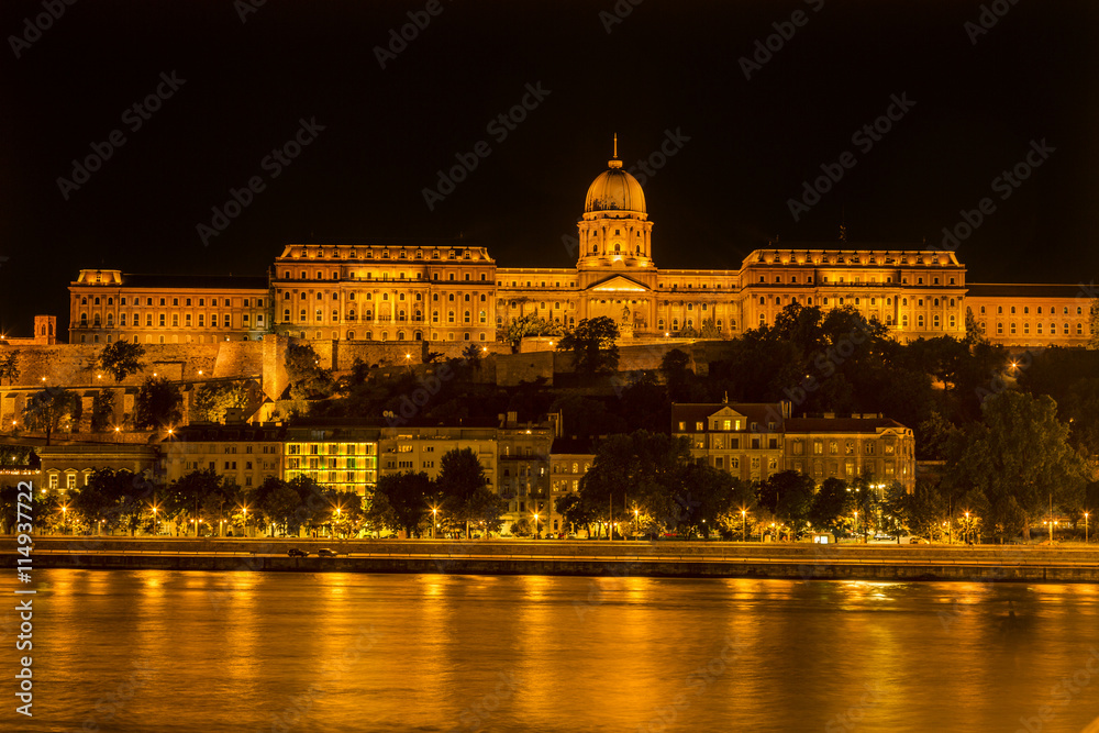 Buda Castle Danube River Night Budapest Hungary
