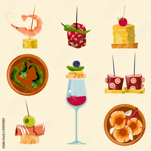 Traditional spanish food. Selection of tapas.